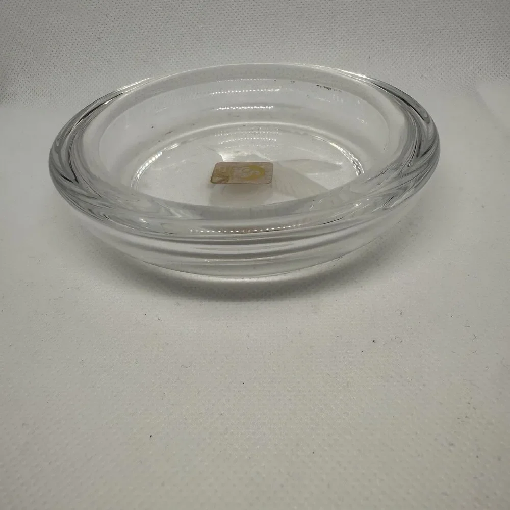 Sasaki Crystal Glass Hummingbird Bird Japan 4” Trinket Dish